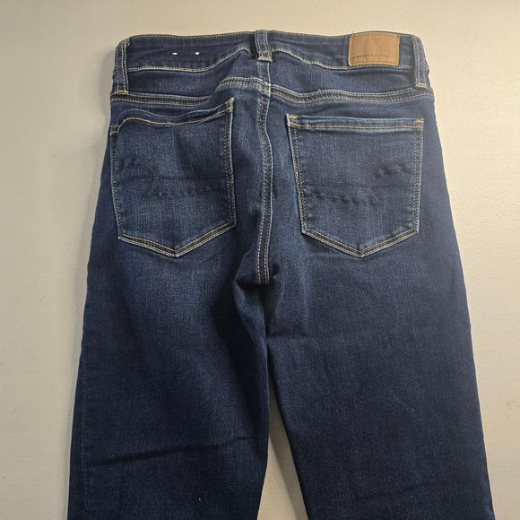 American Eagle Jegging Women's 2 Long Blue Next Level Stretch Dark Wash Ankle - Picture 14 of 16